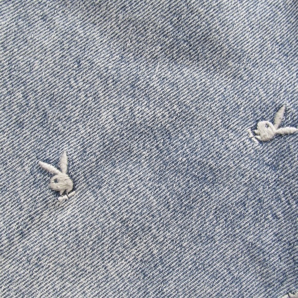 PLAYBOY By PacSun High Rise Boyfriend Bunny Embroidery Crop Jeans Women's Sz 24 - Picture 4 of 10